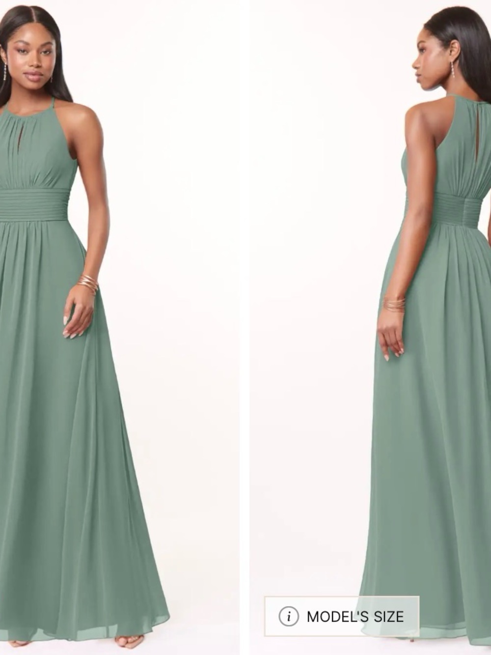 Azazie Halter Maxi Dress in Sage